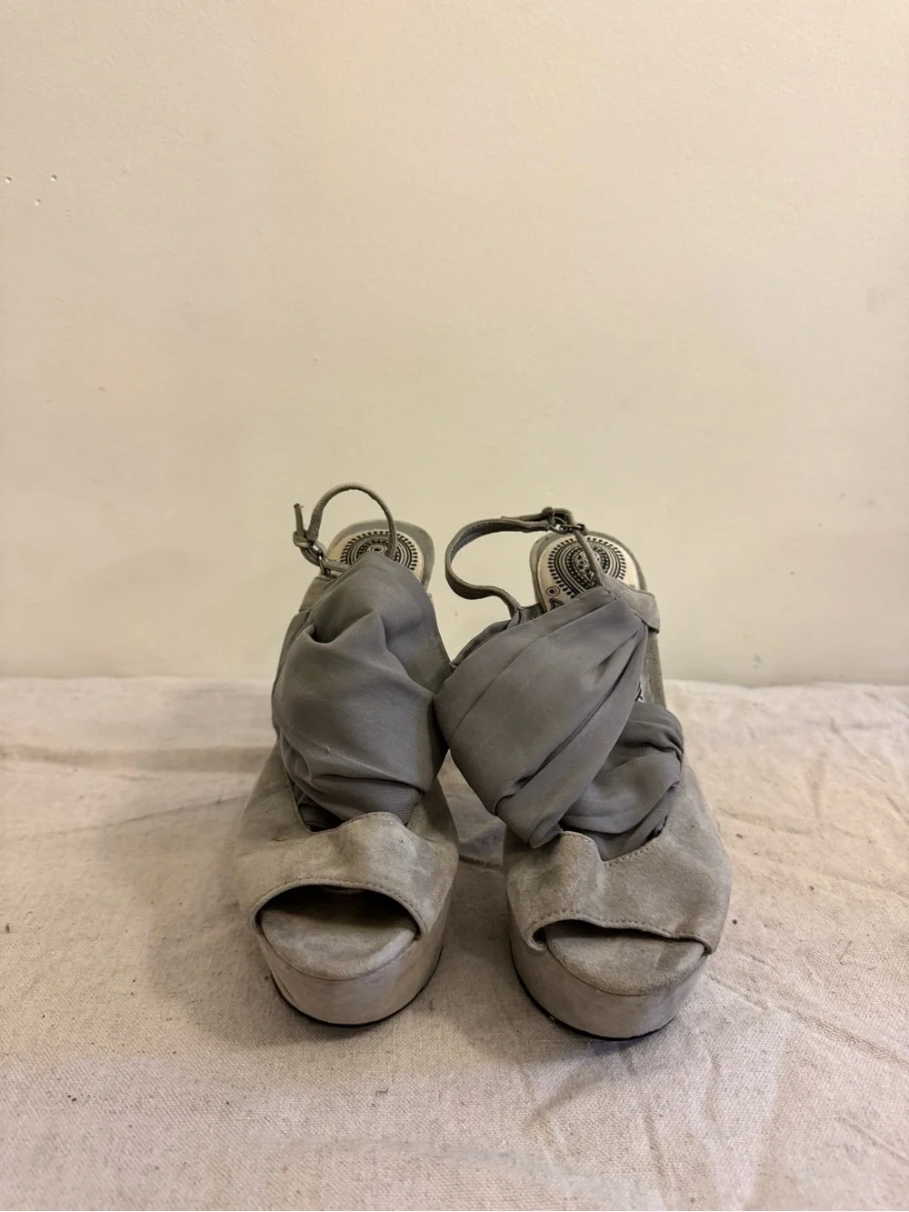 Gray Women's Wrap-Style Platform Sandals
